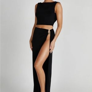 Meshki Suri Slinky Cowl Top and matching skirt